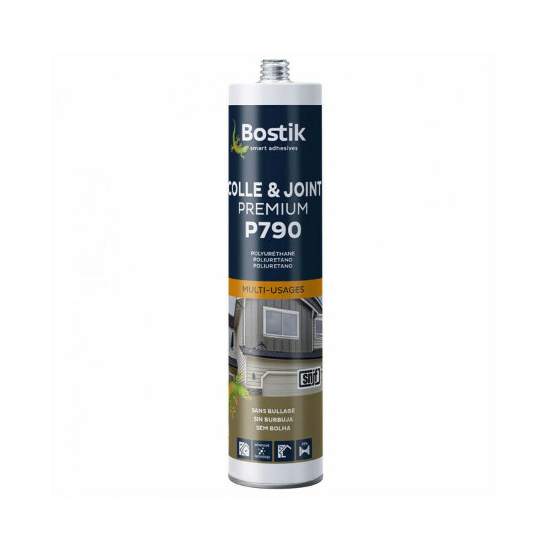 Bostik - Colle mastic polyuréthane multi-usages P790 (coloris: blanc, gris, noir, beige ou brun) Cartouche 290ml Couleur: Blanc