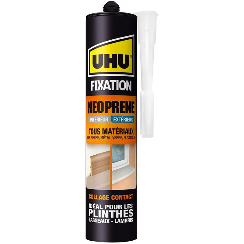 UHU - Fixation néoprène - Colle extra forte & rapide pour une fixation facile et solide de toutes sortes de matériaux, beige, cartouche 350g