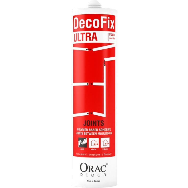 Colle Joint Decofix Ultra FX400 Orac Decor - Joint blanc base polymère pour joint entre profil
