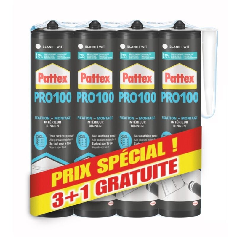Pattex - Colle fixation pro 100 high tank - blanc - lot 3+1 - 798270
