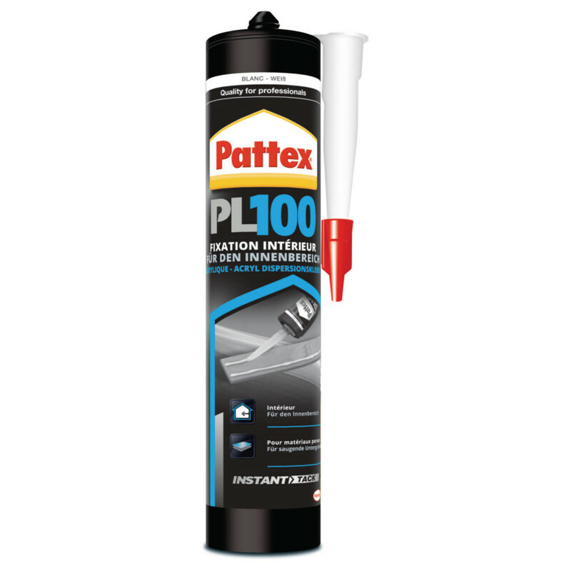Pattex - Colle mastic de fixation acrylique PL100 de Conditionnement: 12 cartouches de 380g