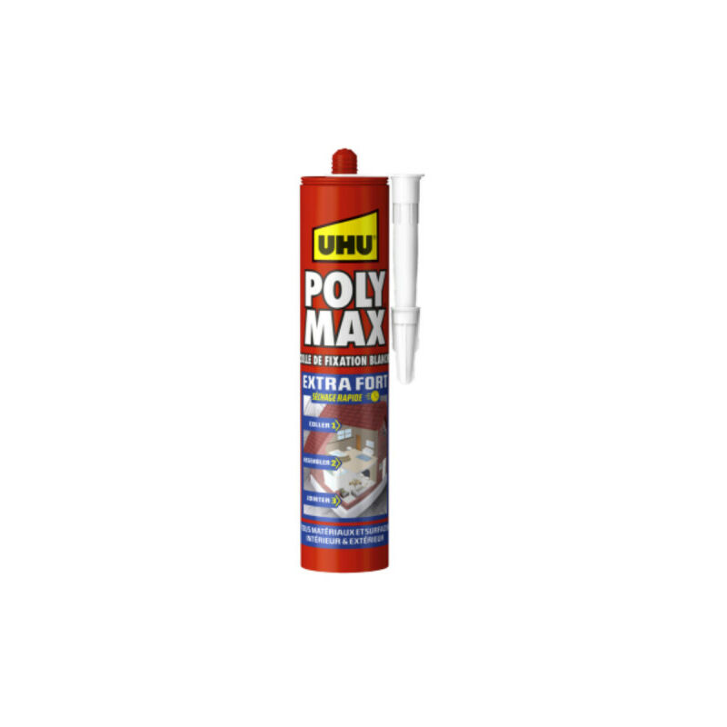 Colle Mastic Extra Forte Polymax UHU Blanc cartouche - 425 g - 33817 - Blanc