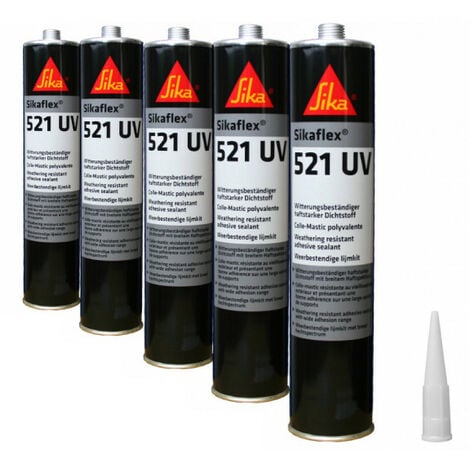 Colle mastic hybride SIKA Sikaflex 521 UV - Noir - 300ml - Lot de 5
