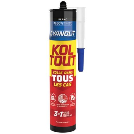 Colle mastic polymère hybride blanc 290 ml – Remplace silicone et acrylique – Résiste de -30°C à 80°C – Pour intérieur et extérieur – Cyanolit