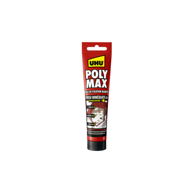 Colle Mastic Prise Immédiate Polymax UHU Blanc tube - 165 g - 33805 - Blanc