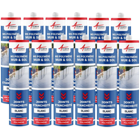 Colle ms, polymère, mastic d'étanchéité - 290 ml x 12 Blanc Pur - RAL 9010 - ARCANE INDUSTRIES