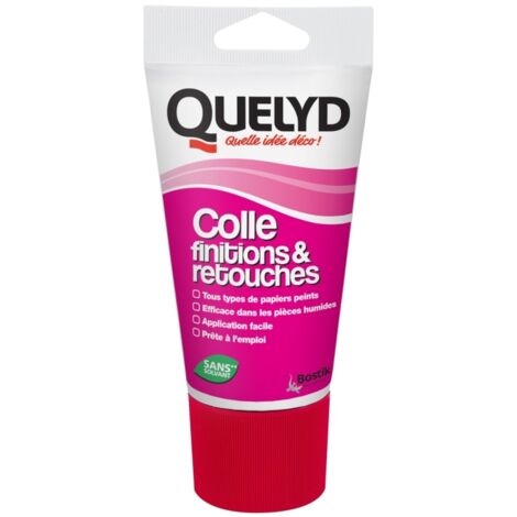 Colle finition et retouches pour papiers peints – Tube 100g – Adhérence forte – Prise rapide 5 min – Séchage 24h – Quelyd