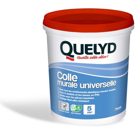 Colle murale universelle 1kg – Colle en pâte pour revêtements muraux souples – Sur supports absorbants ou non – Application facile – Quelyd