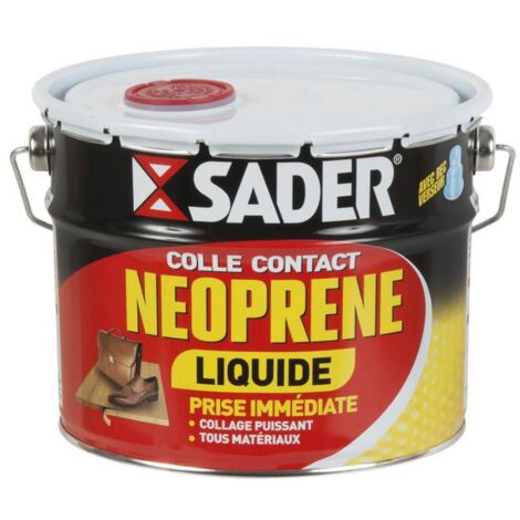 Colle néoprène contact liquide 2,5L – Prise immédiate sans serrage – Résiste à 110°C et à l'humidité – Pour bois, métal, caoutchouc – Sader