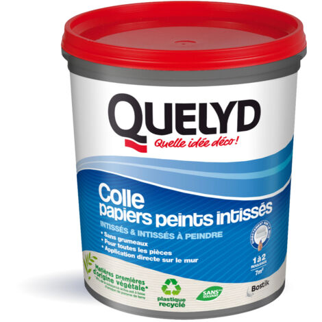 Colle papier peint intissé 1 kg – Pour intérieur – Application à la spatule – Transparent après séchage – Amidon modifié – Quelyd