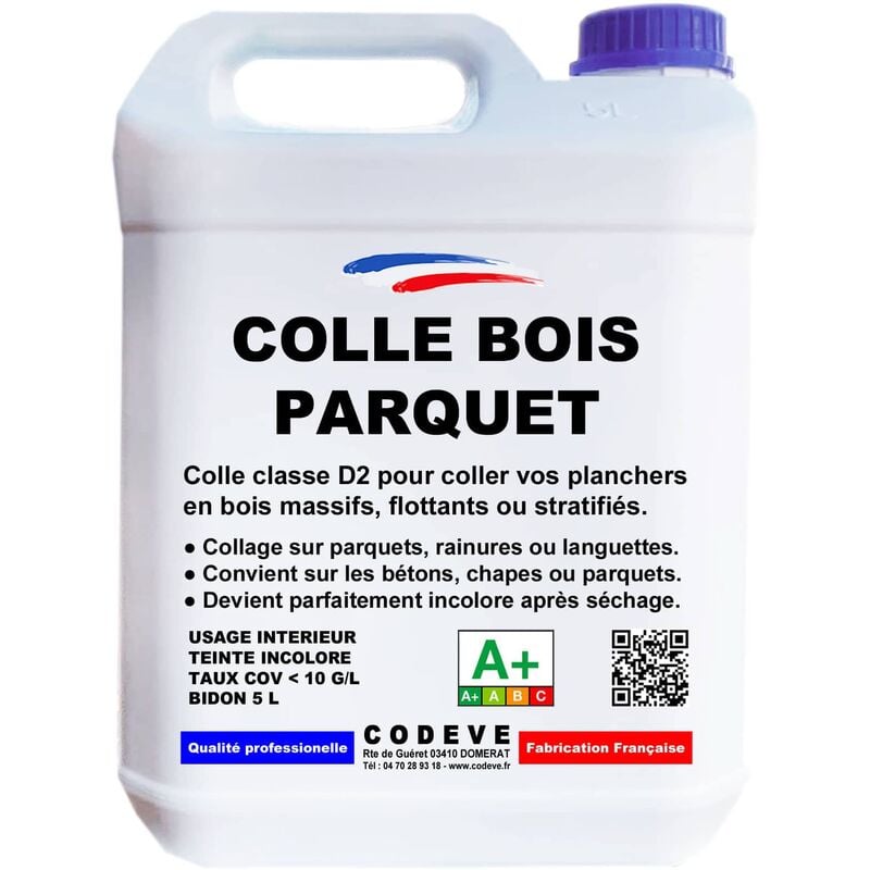 Codève Bois - Colle Parquet - 5 l - Codeve Bois - Pour L'assemblage De Votre Parquet, Plancher, Escalier Ou Autre Sol En Bois.