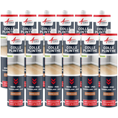 Colle plinthe, bois et carrelage, pose facile - 290 ml x 12 Terre Cuite - ARCANE INDUSTRIES