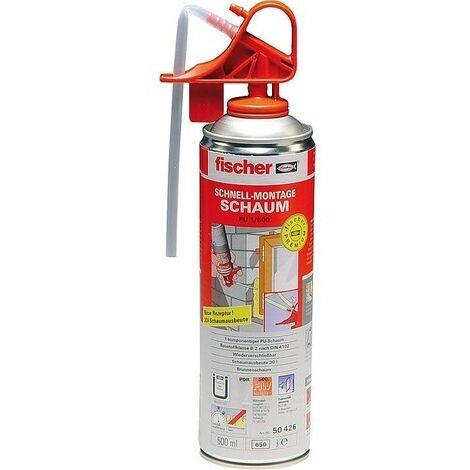 Colle polyuréthane fischer 1K Schnellmontageschaum beige 500 ml