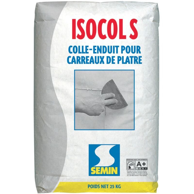 Colle pour Carreaux de Plâtre Semin Isocol Super - Intérieur - Poudre - Sac 25 kg