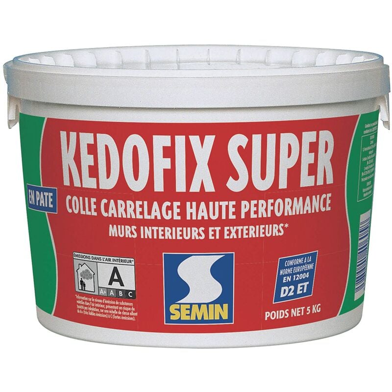 Colle pour Carrelage Haute Performance Kedofix Semin Prêt à l'emploi, Intérieur/extérieur, seau de 5 kg