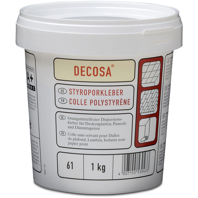 Decosa - Colle Polystyrène - blanc - seau 1 kg - 2 seaux - Blanc