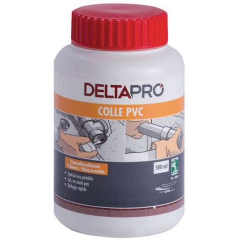 colle pvc - pour réseau eau potable sous pression - pot de 500 ml avec pinceau - deltapro 30601748