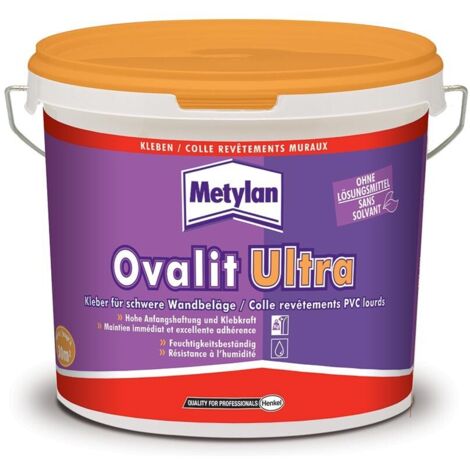Colle PVC prête à l'emploi 5kg – Pour revêtements muraux plastiques et vinyles – Résistante à l'humidité et à la condensation – Ovalit