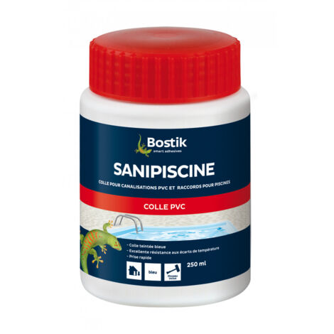 Colle pvc sanipiscine - boîte de plastique avec pinceau 250ml - Bleu  0,25 L