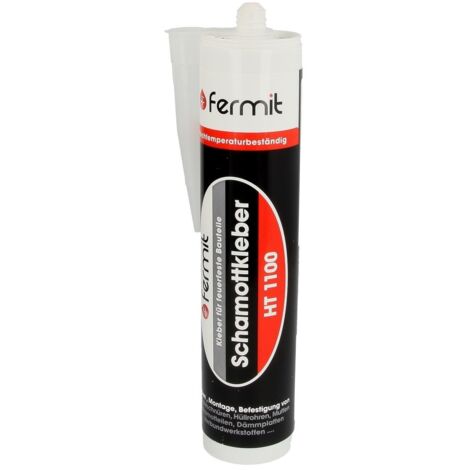 Colle réfractaire beige 310 ml – Étanchéité jusqu'à 1100 °C – Pour fixation cheminée et poêle – Application facile – Fermit