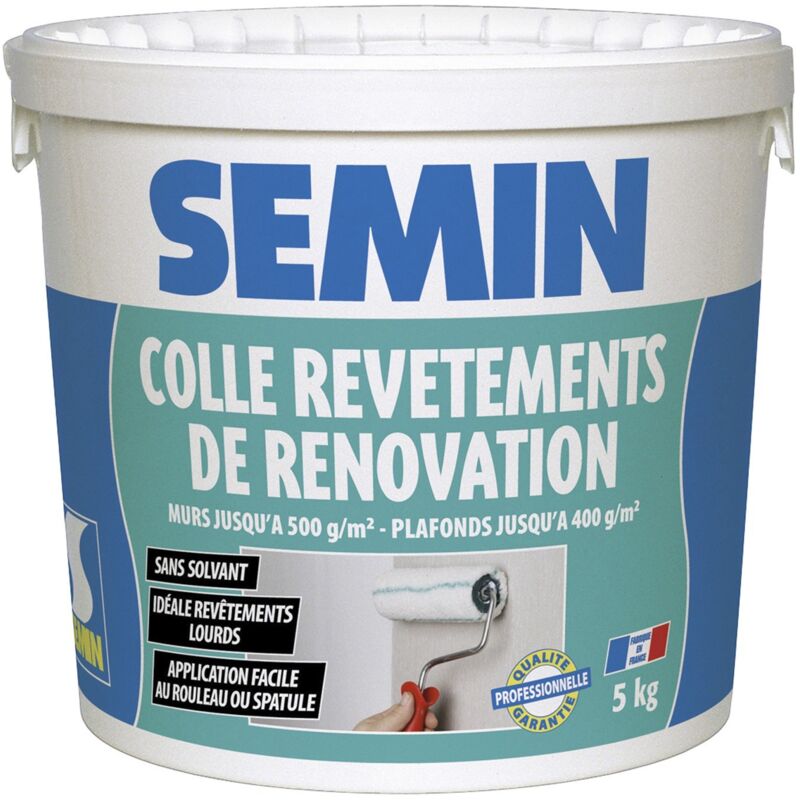 Colle revêtements de rénovation lisse en pâte Semin prête à l'emploi - seau de 5 kg
