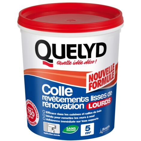 Colle revêtements lisses rénovation lourds 1KG – Adhérence immédiate – Pour revêtements jusqu'à 450g/m² – Sans solvant – Quelyd