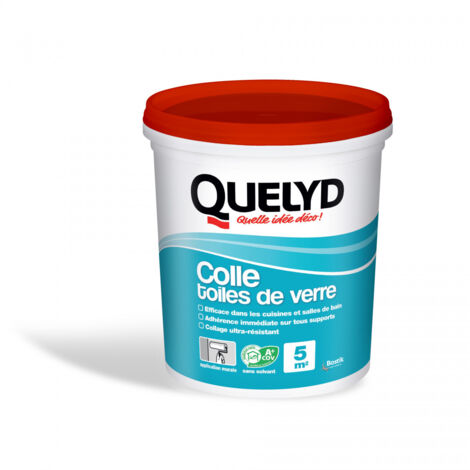 Colle spéciale 1 kg transparente pour toiles de verre – Collage durable en milieu humide – Prête à l'emploi sans solvant – Surface couverte 5 m² – Quelyd