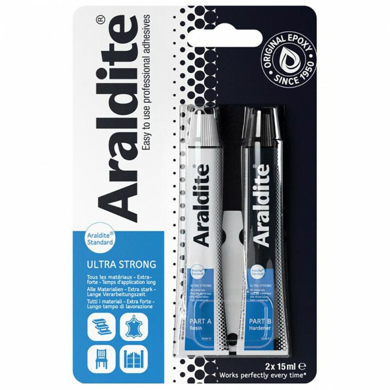 Araldite ® - Colle 'standard' 2x15ml en tube araldite - Quantité: 3 lots de 2 tubes de 15 ml