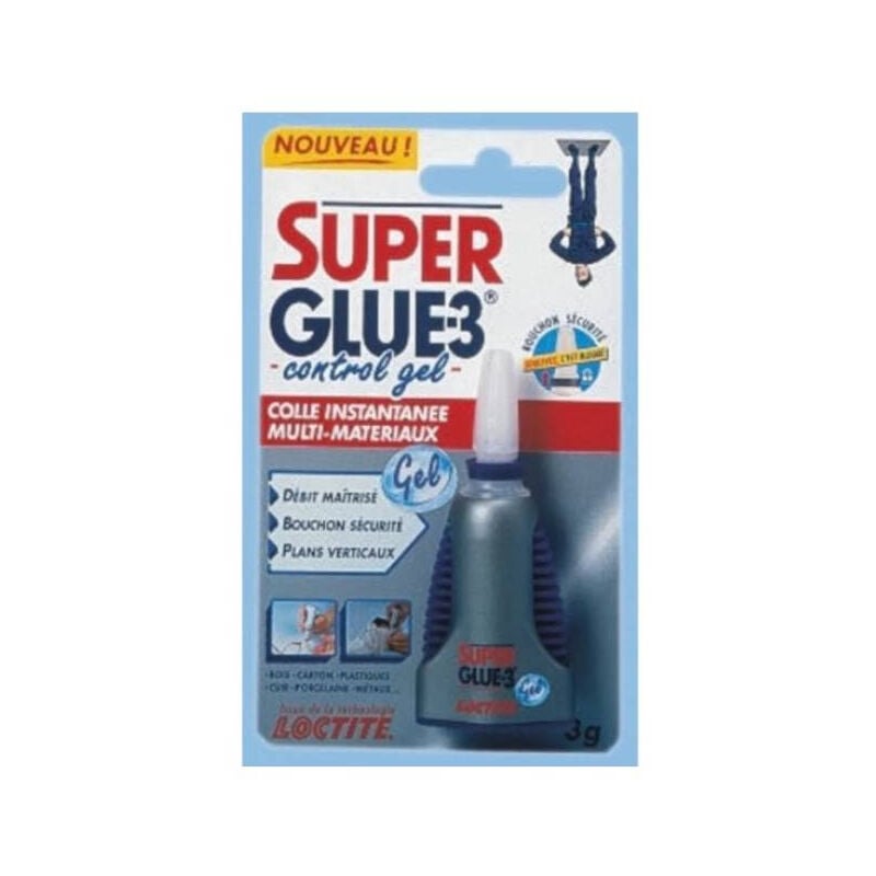 Loctite - Colle Super Glue 3 Control Gel Gel - Bouteille - 3g - Transparent