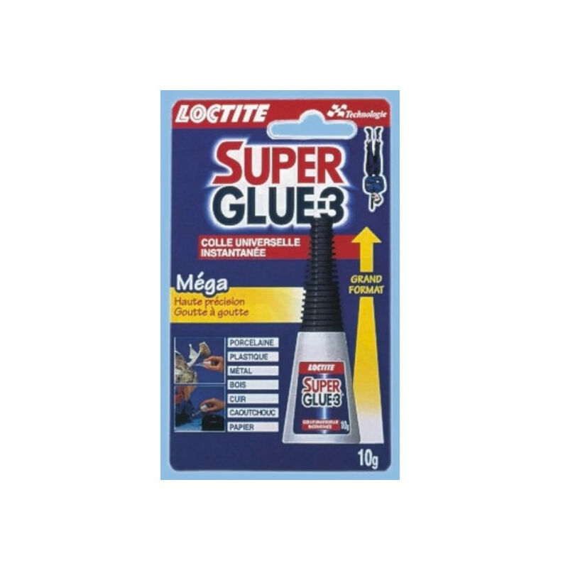 Colle Super Glue 3 Mega Loctite Liquide - Bouteille - 10g - Transparent