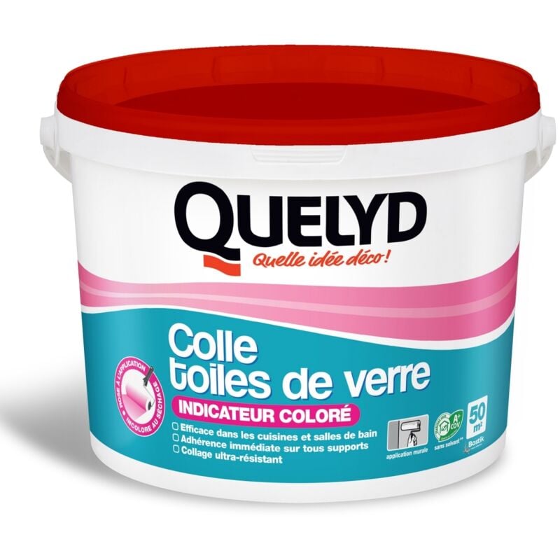 Quelyd - Colle toiles de verre avec indicateur coloré - Transparent 10 kg
