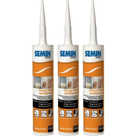 Colle Tout Matériaux Semin - Prêt à l'Emploi - Intérieur/Extérieur - Cartouche de 310 ml (lot de 2)