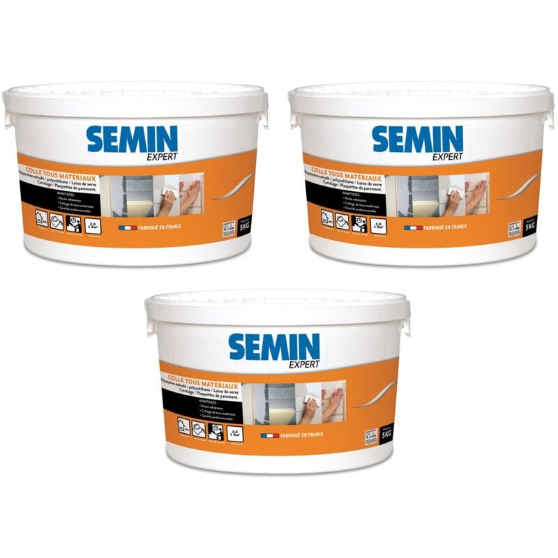 Semin - Colle Tout Matériaux Prêt à l'Emploi - Intérieur/Extérieur - Seau de 5 kg (lot de 2)