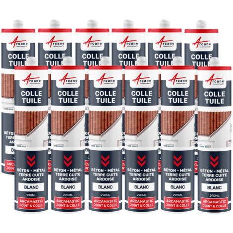 Colle, tuile, mastic souple pour tous matériaux - 290 ml x 12 Blanc - ARCANE INDUSTRIES