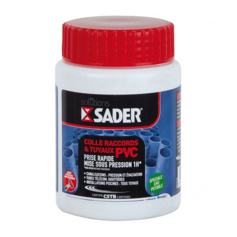 Sader - Colle tuyaux pvc pinceau 500ml