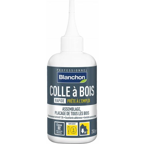 Colle vinylique à bois d2 rapide - Contenance : 250 g - Couleur : Blanc - BLANCHON