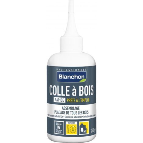 Colle vinylique à bois d2 rapide - Contenance : 250 g - Couleur : Blanc - BLANCHON