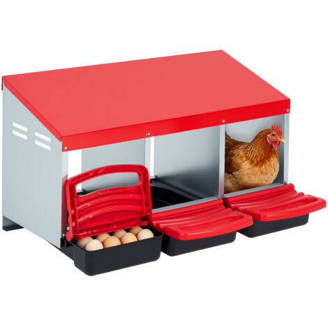 Collecte automatique des œufs – Boîte de nidification 3 compartiments pour poules – Métal avec perchoir balançant, nettoyage facile