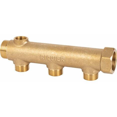 Collecteur 3 sorties - MF 3/4' - M 1/2' - Avec prise de purge F 3/8' - Riquier