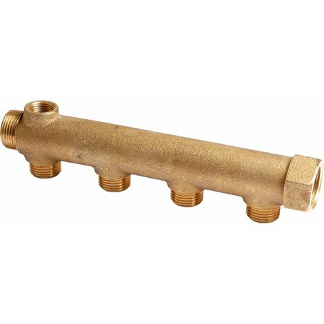 Collecteur 4 sorties - MF 3/4' - M 1/2' - Avec prise de purge F 3/8' - Riquier