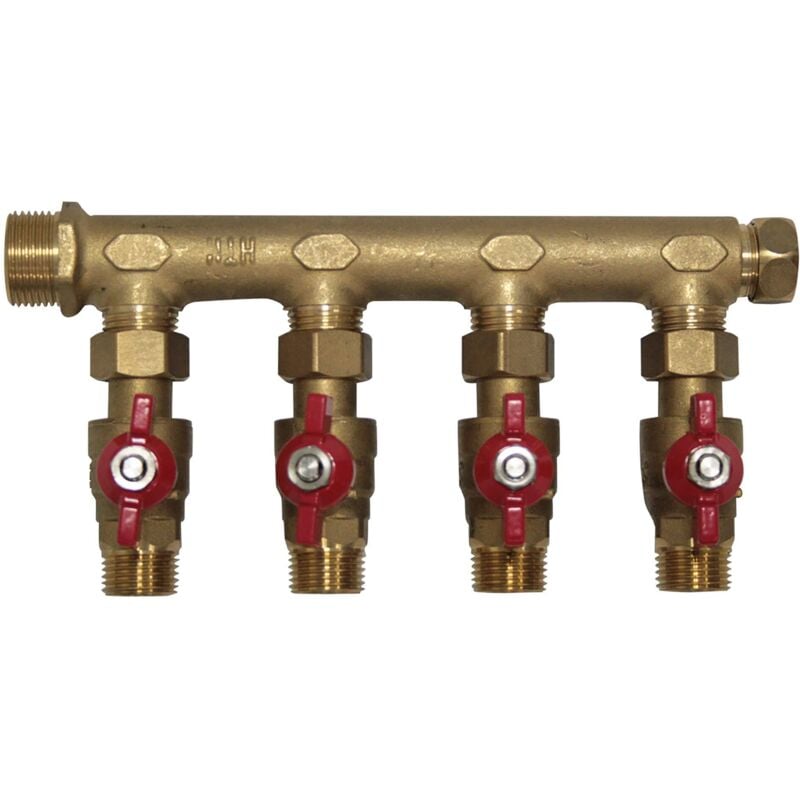 Collecteur avec vannes à écrou mobile 3, 4 ou 5 sorties – Boutté 4 vannes