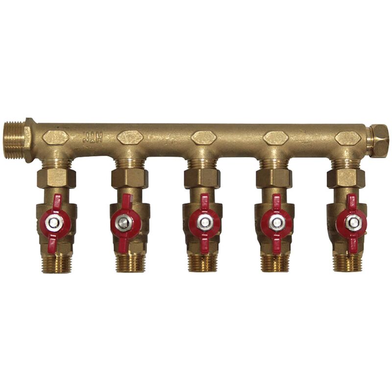 Collecteur avec vannes à écrou mobile 3, 4 ou 5 sorties – Boutté 5 vannes