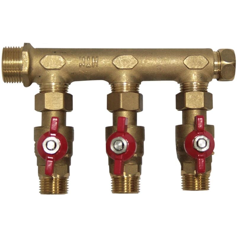 Collecteur avec vannes à écrou mobile 3, 4 ou 5 sorties – Boutté 3 vannes