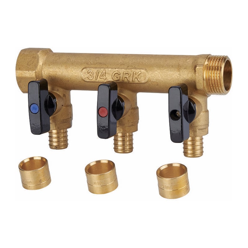 Collecteur avec vannes per à glissement - gmk - m/f - 3/4' - diamètre 16 mm - 3 sorties