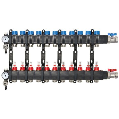 Collecteur composite 1" (26/34) PCBT - 11 départs mâle 3/4’’ EK avec kit vannes - Conecterm