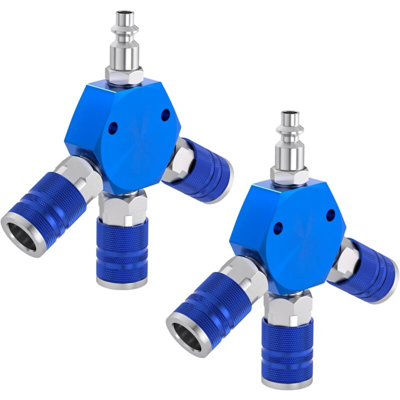 Collecteur d'air hexagonal à 3 voies en aluminium NPT 1/4 po avec coupleurs et bouchons industriels en acier 3 pièces, raccords de tuyau de