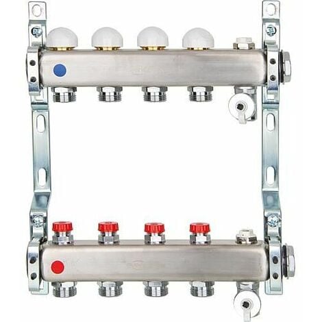 Collecteur de chauffage inox vanne intégrée DN25(1")avec 2 circuits chauffe