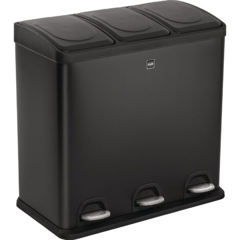 Collecteur de déchets Tretabfallsammler Helit "le séparateur" 3x 20l DxH592mm acier bleu foncé/noir