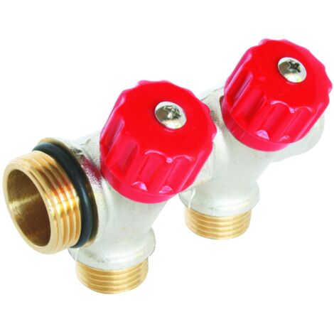 Collecteur de distribution 2 sorties à portée plate easy lock m15/21 avec vannes
