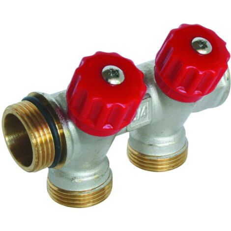 Collecteur de distribution 2 sorties, portée conique easy lock 3/4ek avec vannes